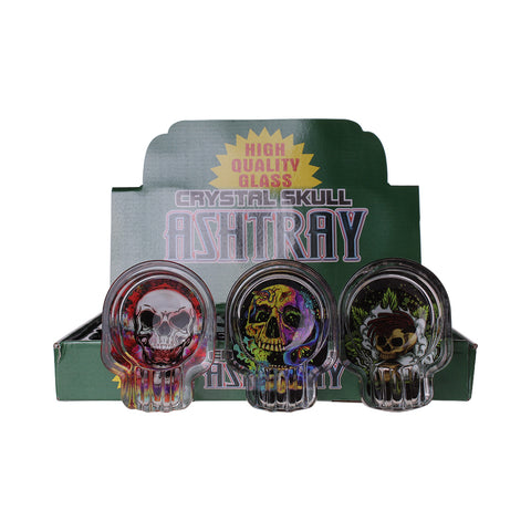 Skull Glass Ashtray 6ct SA0266
